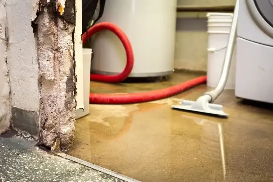 Water extracted from a floor after a frozen pipe burst in Aspen Hill
